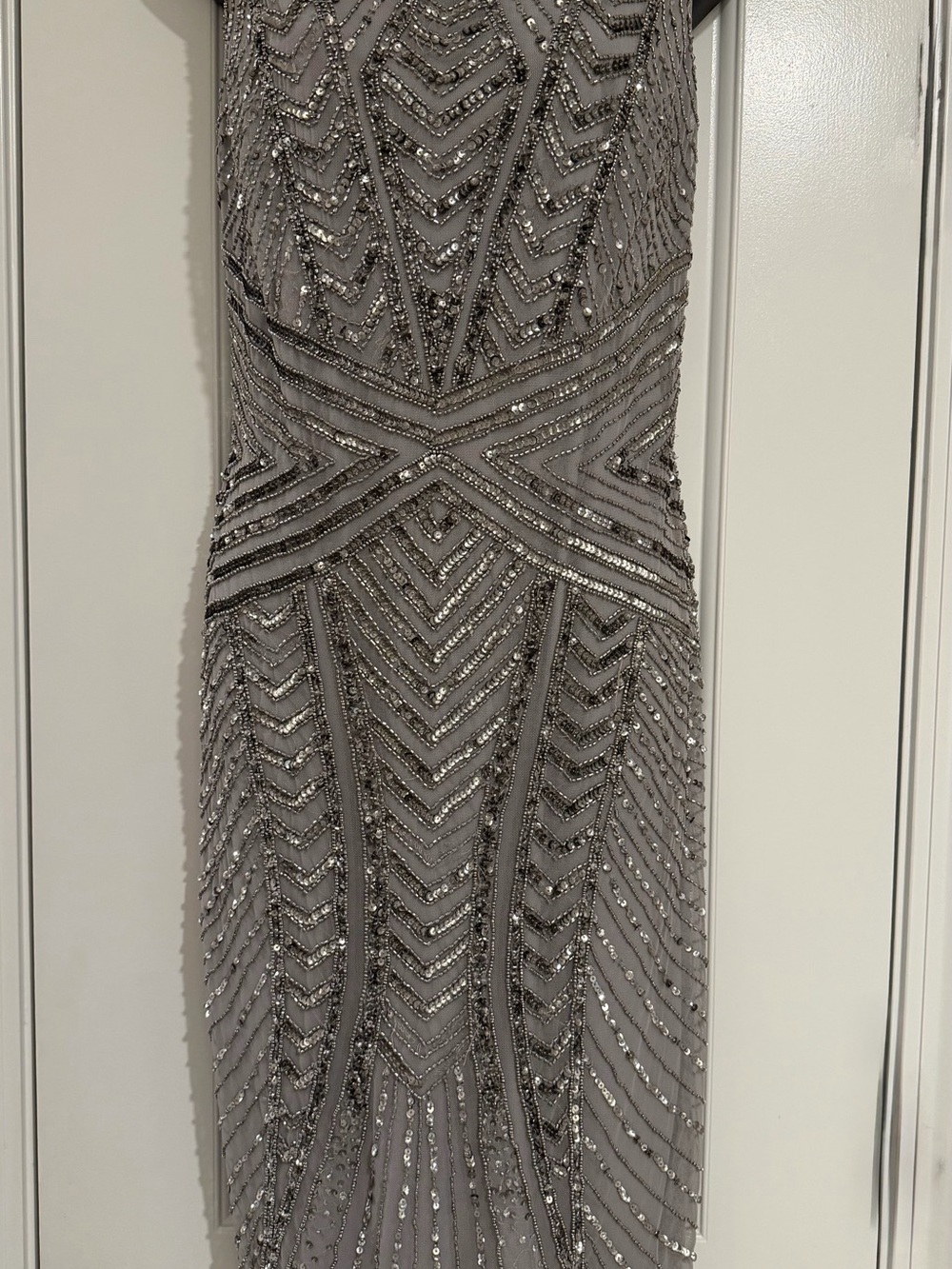 Adrianna Papell Silver Beaded Sleeveless Midi Dress - Picture 4 of 12